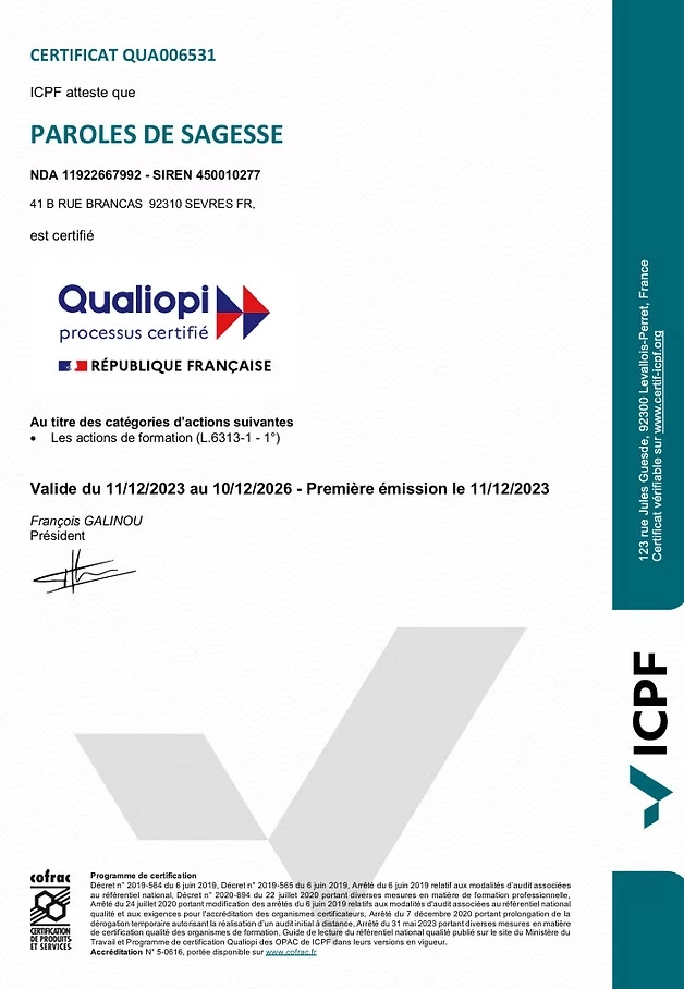 Certificat QUALIOPI